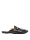 Twinset Black Mules With Logo Plaque On The Front In Leather Woman In Black