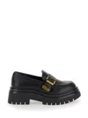 Twinset Twin-set Black Loafers With Platform And Logo In Leather In Black