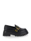 Twinset Twin-set Black Loafers With Platform And Logo In Leather In Black