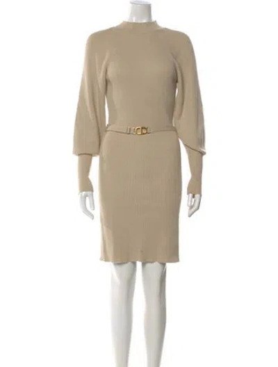 Pre-owned Twinset Mock Neck Knee-length Dress In Neutral