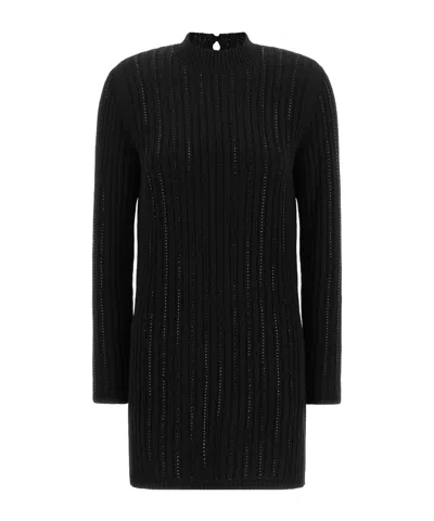 Twinset Mock Neck Knit Mini Dress In Animal Print