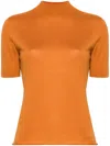 Twinset Mock-neck Knitted Top In Orange