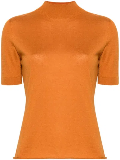 Twinset Mock-neck Knitted Top In Ocker