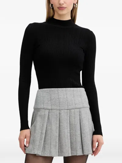 Twinset Mock-neck Logo-plaque Sweater In Black