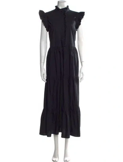 Pre-owned Twinset Mock Neck Long Dress In Black