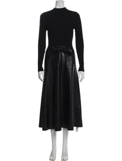 Pre-owned Twinset Mock Neck Long Dress In Blue