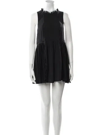 Pre-owned Twinset Mock Neck Mini Dress In Black