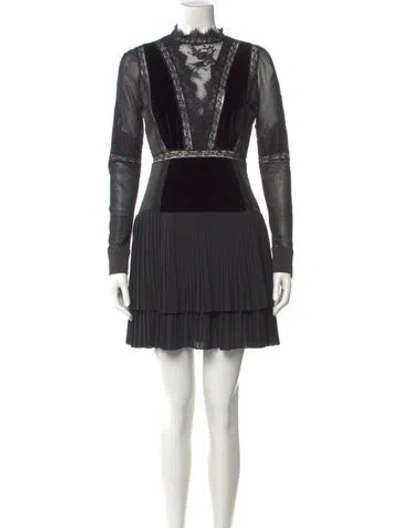 Pre-owned Twinset Mock Neck Mini Dress In Black