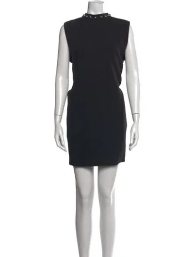 Pre-owned Twinset Mock Neck Mini Dress In Black
