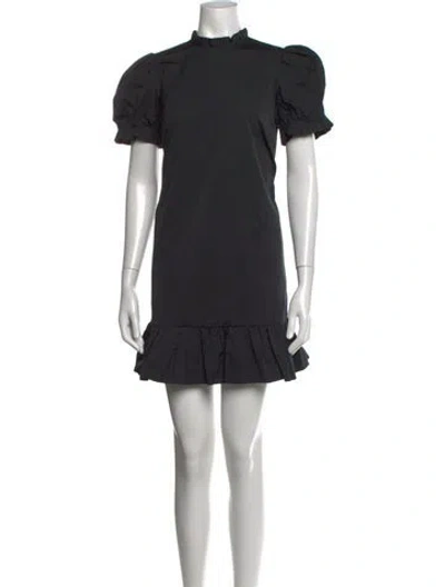 Pre-owned Twinset Mock Neck Mini Dress In Black