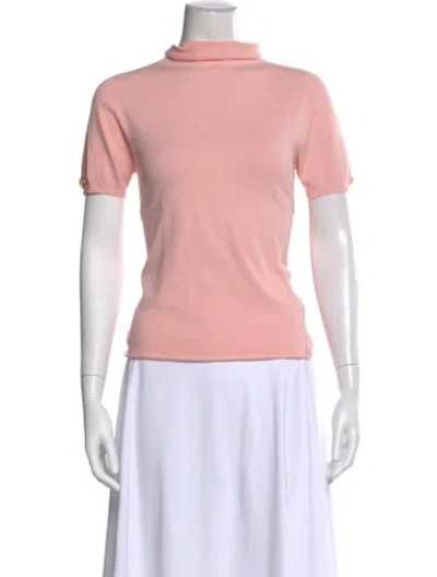 Pre-owned Twinset Mock Neck Short Sleeve Top In Pink