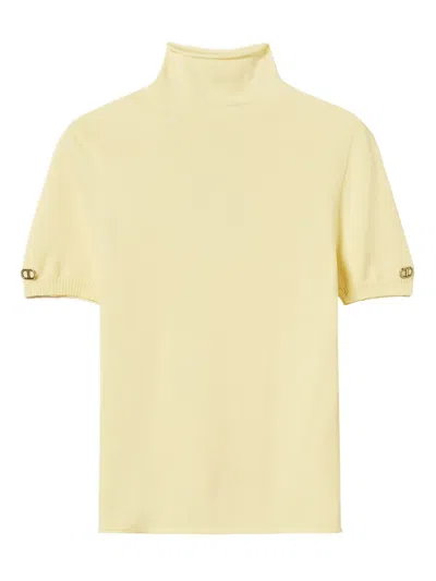 Twinset Mock-neck Short-sleeve Top In Yellow