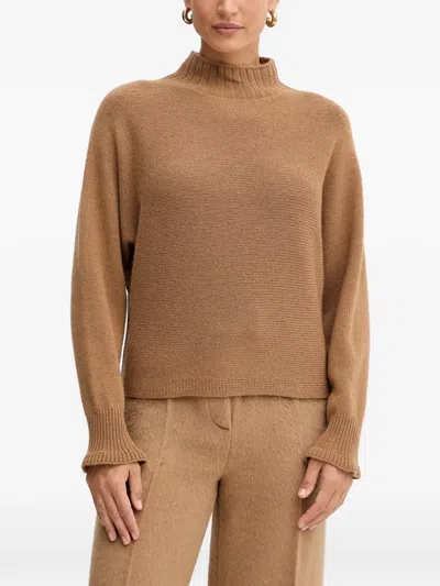 Twinset Mock-neck Sweater In Brown