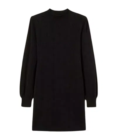 Twinset Mockneck Knit Mini Dress In Black