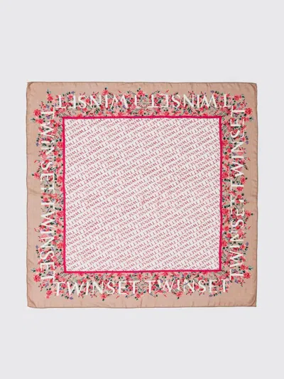 Twinset Modal Scarf With Floral Print In Neutral