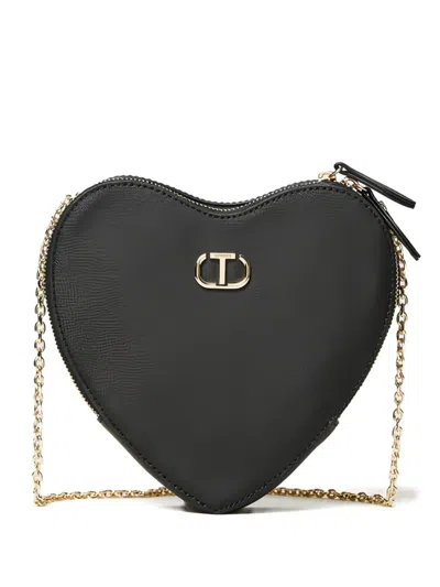 Twinset Mon Amour Heart-shaped Cross Body Bag In Black