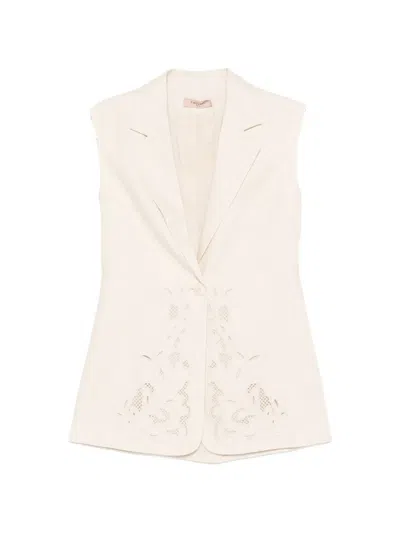 Twinset Twin-set Mother Of Pearl Wool Sweater In Neutral