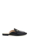 Twinset Black Mules With Logo Plaque On The Front In Leather Woman In Black