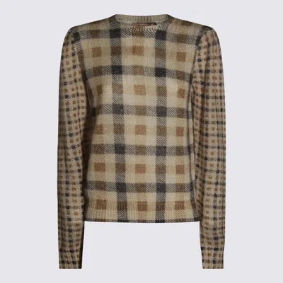 Twinset Multicolor Check Knitwear In Brown
