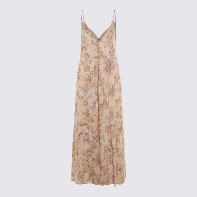 Twinset Multicolor Cotton Maxi Dress In St. Fiore Multi Lurex