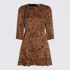 Twinset Leopard-print Puff-sleeve Mini Dress In Multi