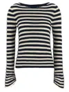 Twinset Striped Flared-sleeve Knitted Sweater In Multicolor