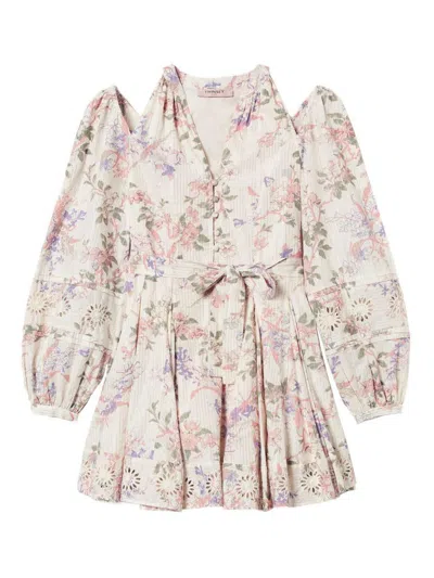 TWINSET TWINSET MULTICOLOUR FLORAL PATTERN MINI DRESS