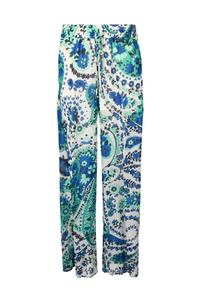 Twinset Multicolour Paisley Patterned Wide Leg Trousers In Blue