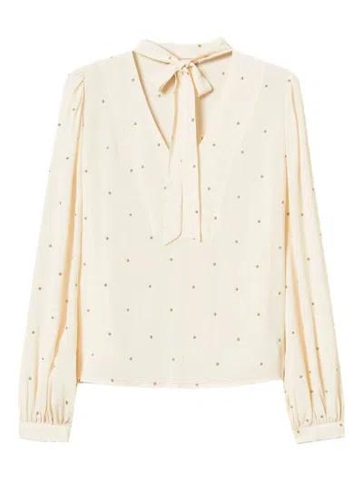 TWINSET MULTICOLOURED VISCOSE BLOUSE WITH TIE NECK