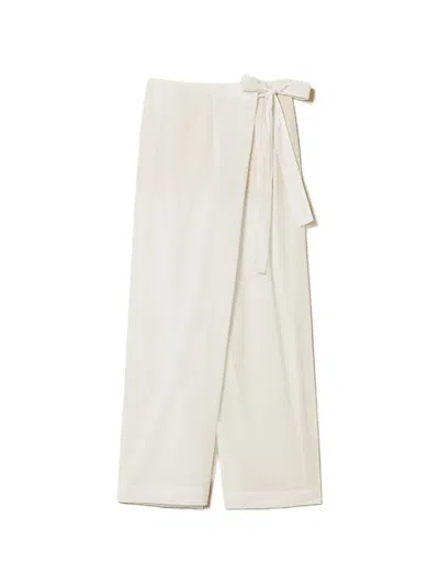 Twinset Muslin Palazzo Trousers In White