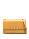 Twinset Twin-set Mustard Yellow Shoulder Bag With Gold-tone Chain-link Closure In Yellow