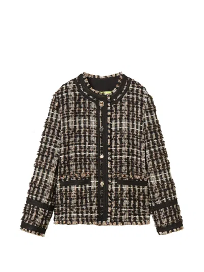 Twinset Myfo Bouclé Jacket With Jewel Buttons In Black
