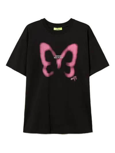 Twinset Myfo Butterfly-print T-shirt In Black