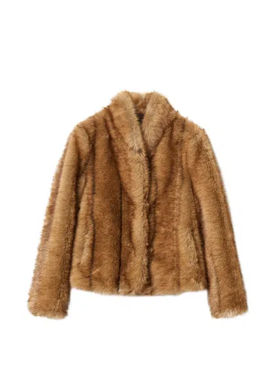 Twinset Myfo Faux Fur Jacket In Brown