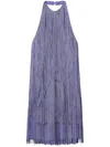 Twinset Myfo Fringed Mini Dress In Purple