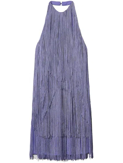 Twinset Myfo Fringed Mini Dress In Purple