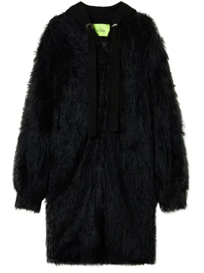 Twinset Myfo Hooded Knit Coat In Black