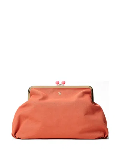 Twinset Myfo Maxi Canvas Clutch Bag In Orange