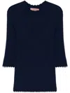 Twinset Navy Blue Sweater With Half-length Sleeves