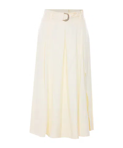 Twinset Neve Belted Midi Skirt In Neutral