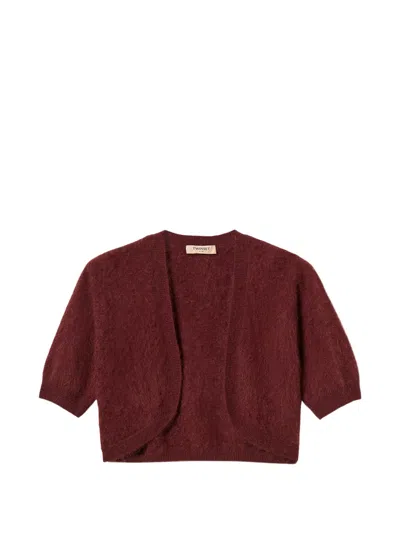 Twinset Nolero Jacket Made Of Brushed Wool-blend In Brown