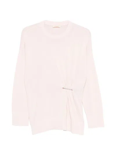 Twinset Twin-set Nude Neutrals Cotton Maglia Sweater In Pink