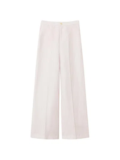 Twinset Twin-set Nude Neutrals Linen Pantalone Wide Leg Pants In Pink