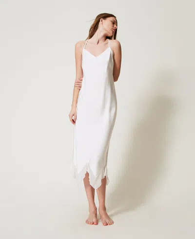 Twinset Nuisette Longue En Satin In White