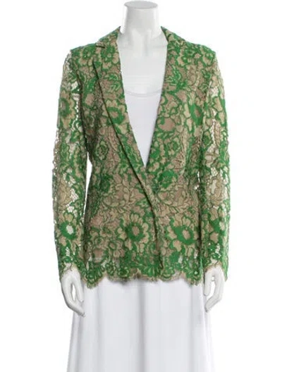 Pre-owned Twinset Nylon Floral Print Blazer W/ Tags In Green