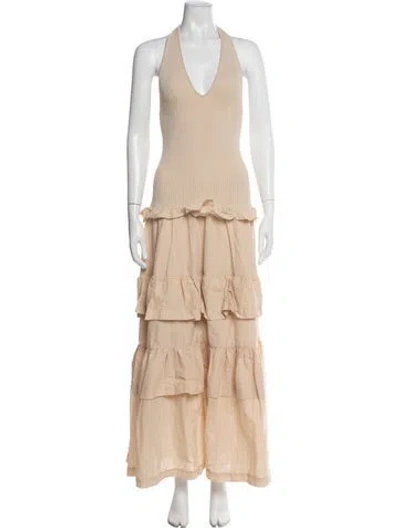 Pre-owned Twinset Nylon Long Dress In Neutral