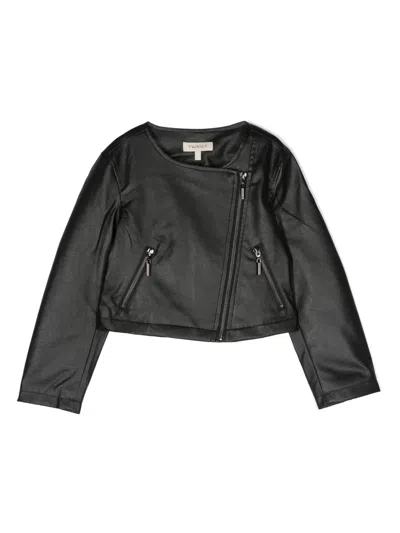 Twinset Kids' Off-centre Zipped Jacket In Black