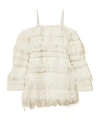 Twinset Off-shoulder Feather-detail Dress In Neutral