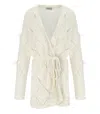 Twinset Off-white Cardigan With Feathers In Multi