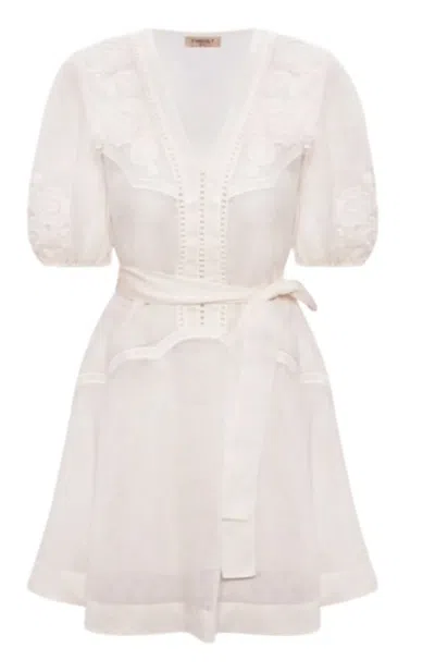 Twinset Twin-set Off White Floral Embroidery Dress In Neutral